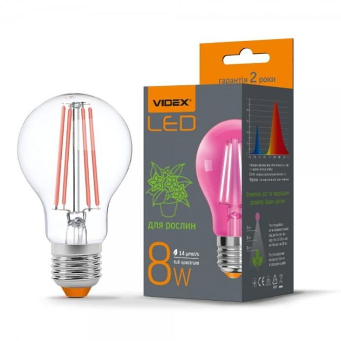 купить купить LED лампа Filament A60FF 08W E27 1000K VIDEX  
