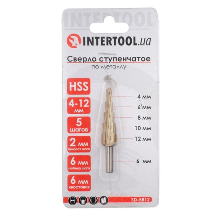 купить купить Сверло ступенчатое по металлу 4-12 мм INTERTOOL SD-5812  