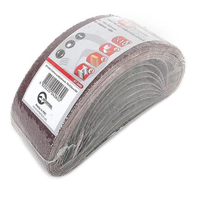 купить купить Лента шлифовальная 75x533 мм, зерно 60, уп. 10 шт. INTERTOOL BT-0406  