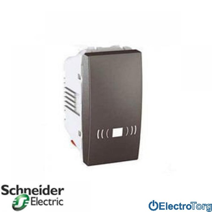 Кнопочный выключатель с символом звонка графитовый Unica Schneider