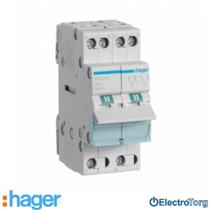 купить купить Переключатель I-0-II с общим выводом снизу 2 полюса 16А 230W SFB216 Hager  