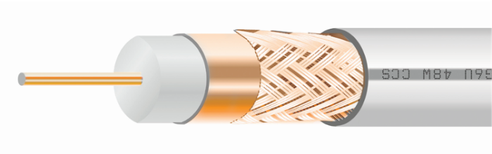 Кабель MARSO коаксіальний TV RG6U, Cu, 48W обмед., 75 Ом, білий