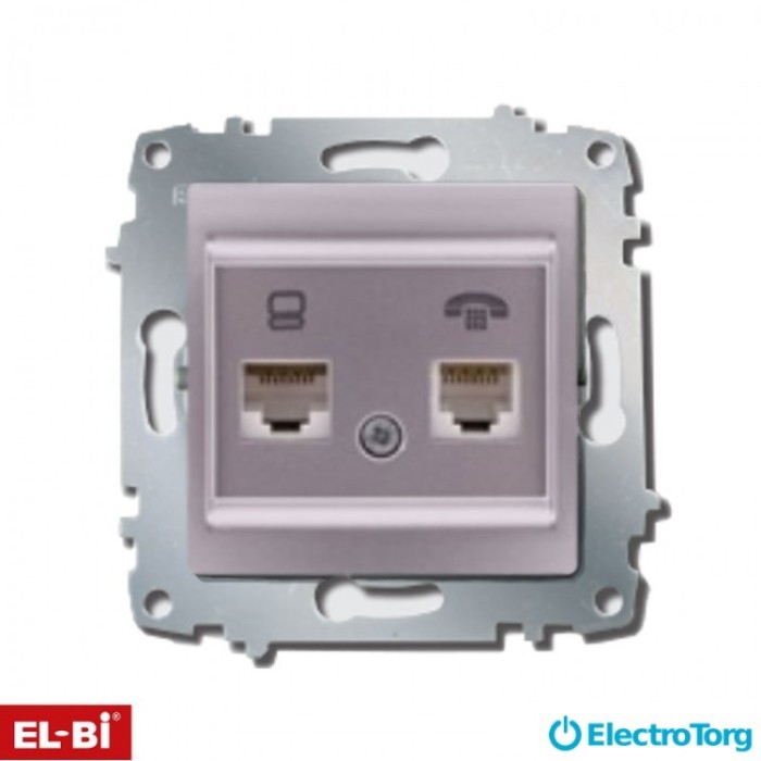 купить купить Розетка комп. + телефон ZENA модуль серебряная (RJ45 Cat 6+ RJ 11) EL-BI   