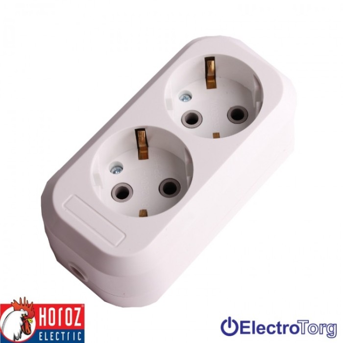 купить купить Колодка двухместная с заземлением Horoz Electric  