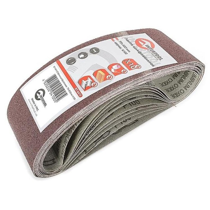 купить купить Лента шлифовальная 75x533 мм, зерно 100, уп. 10 шт. INTERTOOL BT-0410  