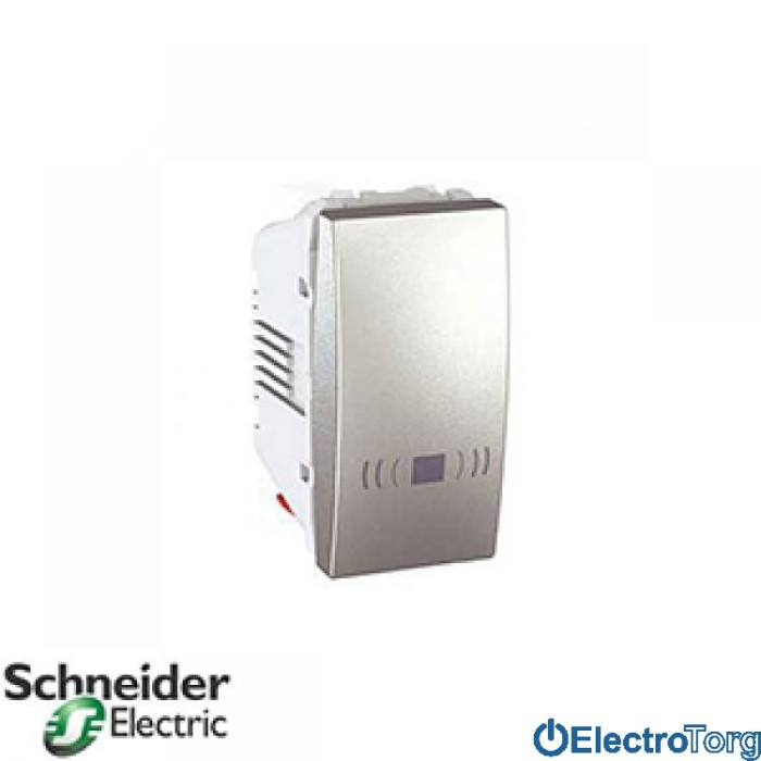 Кнопочный выключатель с символом звонка алюминиевый Unica Schneider