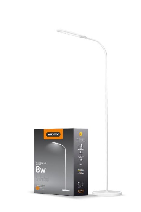 купить купить LED торшер підлоговий білий VIDEX TF0702W 8W 3000-5500K  