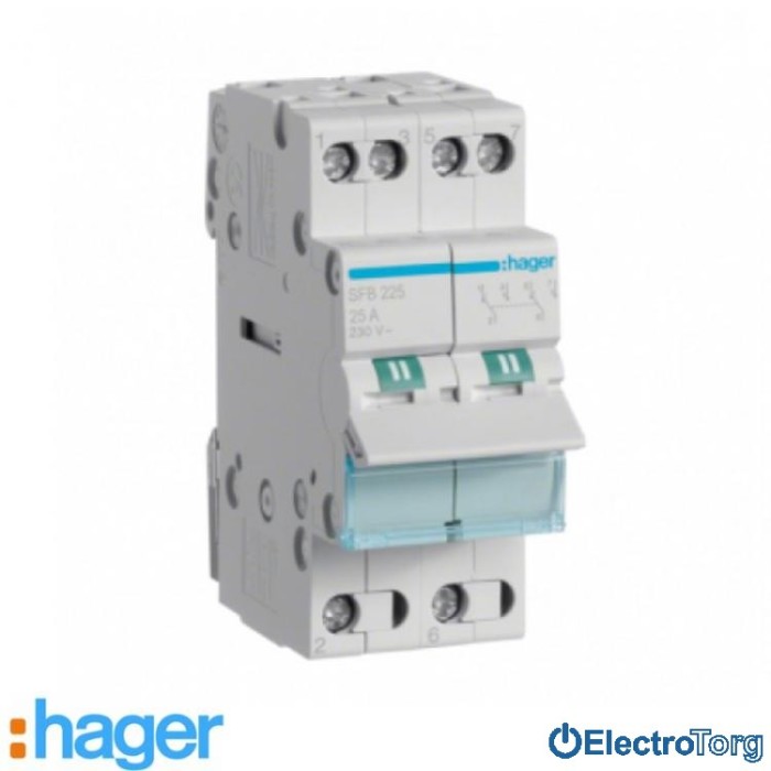 купить купить Переключатель I-0-II с общим выводом снизу 2 полюса 25А 230W SFB225 Hager  