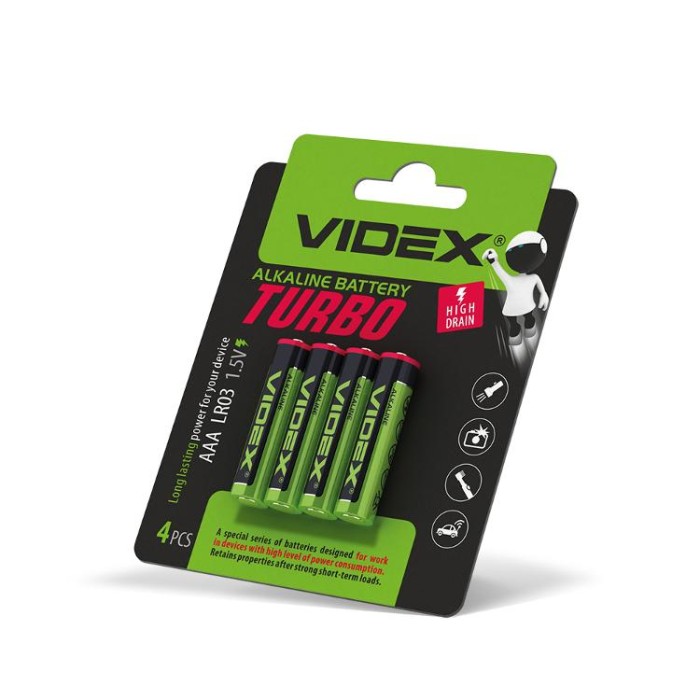 купить купить Батарейка лужна Videx LR03/AAA Turbo 4шт BLISTER (40/720)  