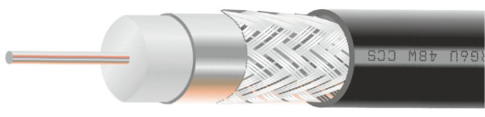 Кабель MARSO коаксіальний TV RG6U, CCS, 64W, 75 Ом, чорний