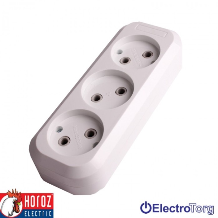 купить купить Колодка трехместная без заземления Horoz Electric  