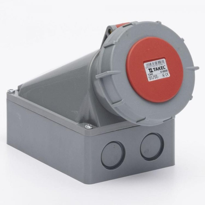 купить купить Розетка стаціонарна зовнішня 1342 63А 380В 3Р+Е IP67 Argent TAKEL  