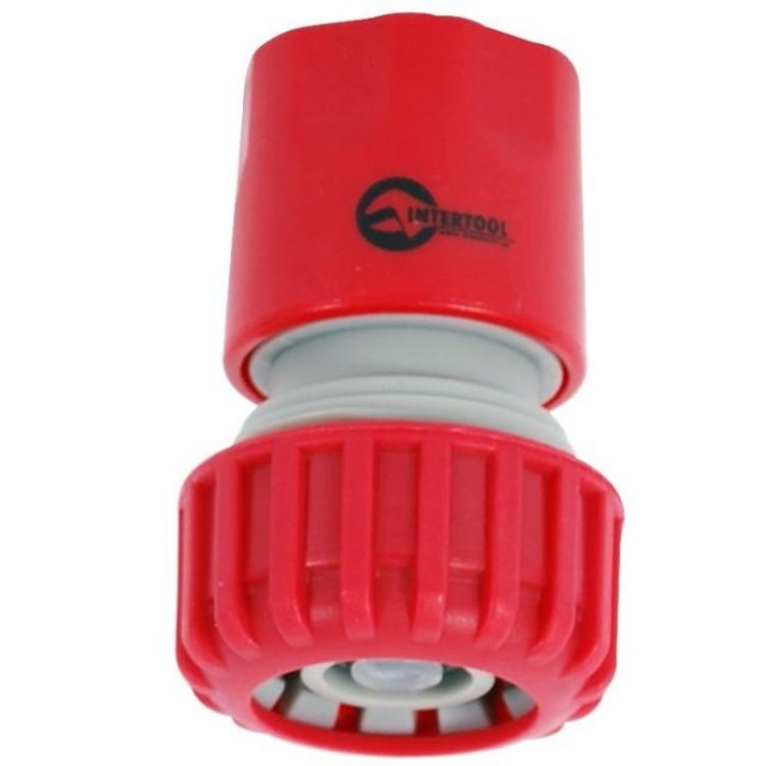 купить купить Коннектор 1/2&quot;с аквастопом для шланга 3/4&quot;INTERTOOL GE-1020  