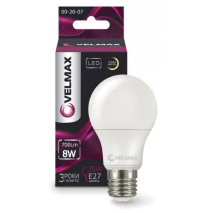 купить купить LED лампа V-А70, 15W, E27, 4100K, 1350Lm, угол 240° VELMAX  