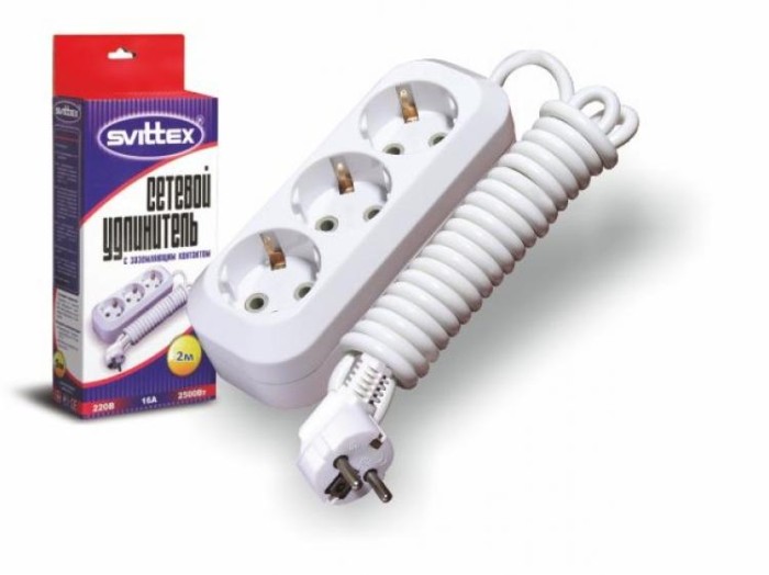 купить купить Удлинитель 2м &quot;SVITTEX&quot; 2500Вт 220В 16А  с заземлением  