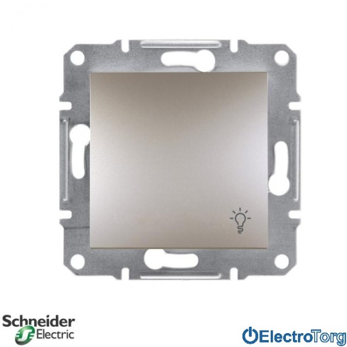 Выключатель кнопочный с символом &amp;quot;свет&amp;quot; бронза Asfora Schneider Electric (Шнайдер Электрик)