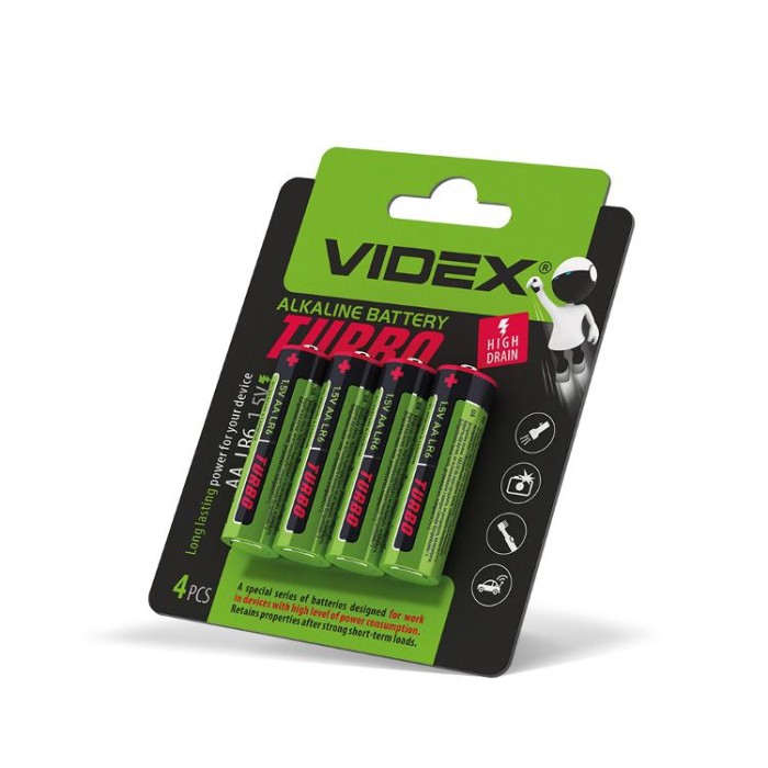купить купить Батарейка лужна Videx LR6/AA Turbo 4шт BLISTER  