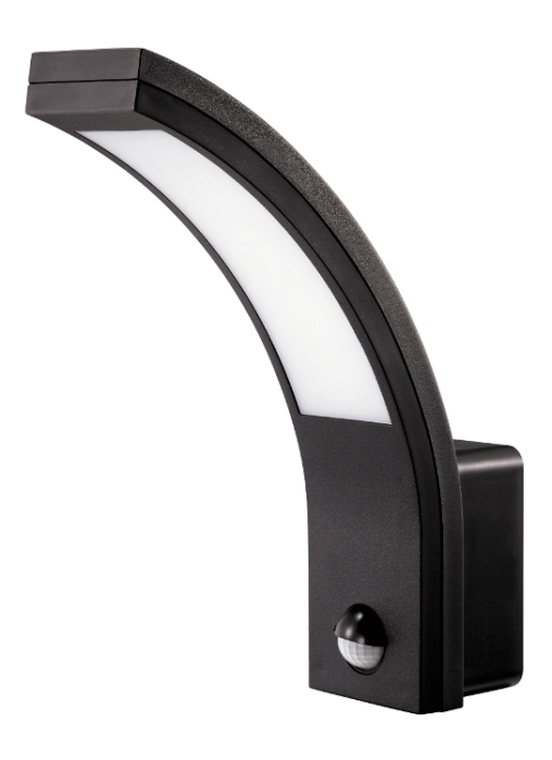 LED світильник VELMAX V-WLS-15, 10W, 4000K, 900Lm, IP54, ІЧ датчик руху, чорний, (ST53A)