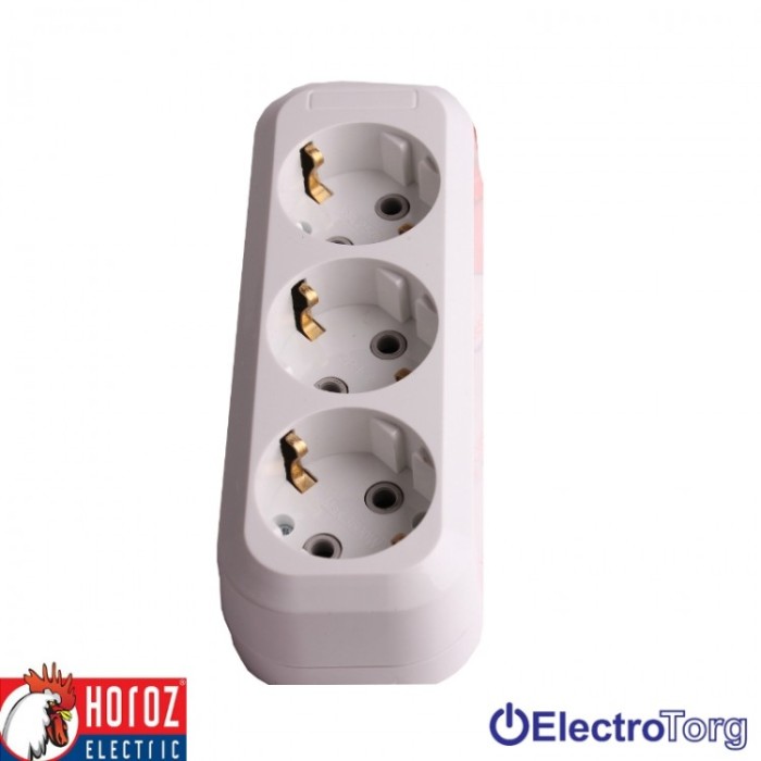 купить купить Колодка трехместная с заземлением Horoz Electric  