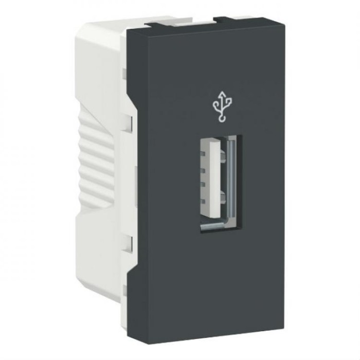 купить купить USB-коннектор 1 модуль антрацит Unica New Schneider Electric (Шнайдер Электрик)  