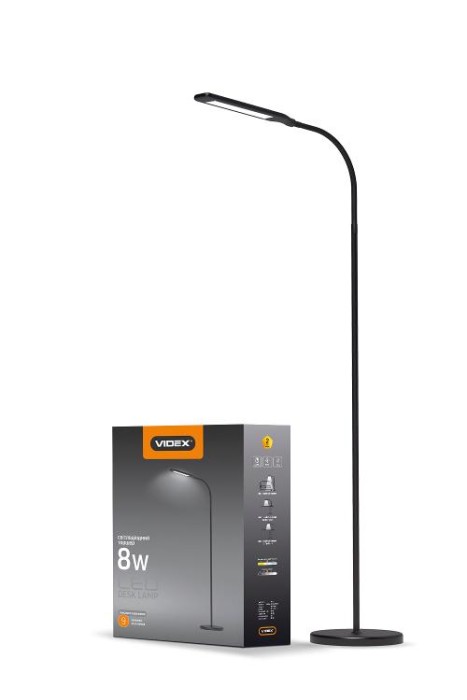 купить купить LED торшер чорний VIDEX VL-TF0702B 8W 3000-5500K  
