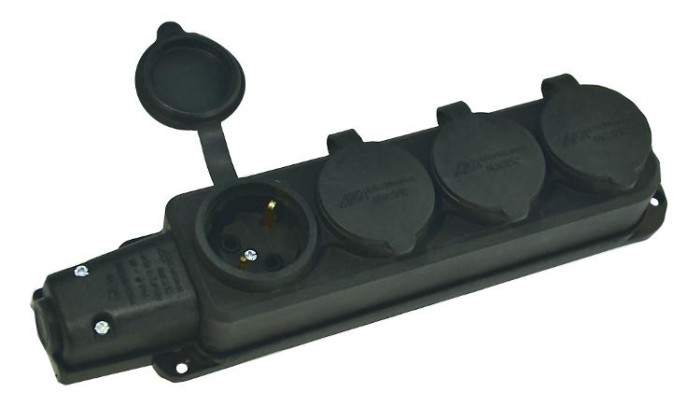 Колодка 4 гнізда з/з, 16А, каучук, (IP44), Mutlusan (010 083 500294).