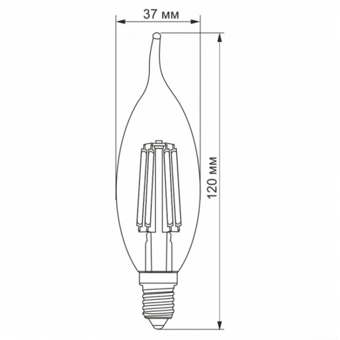 купить купить LED лампа Filament C37Ft 6W E14 4100K VIDEX  