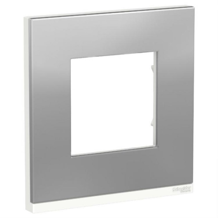 купить купить Рамка 1-пост горизонтальная алюминий матовый/белый Unica New Schneider Electric (Шнайдер Электрик)  