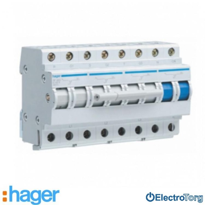 купить купить Переключатель ввода резерва 4 полюса 63A 400W 3+N SF463 Hager  
