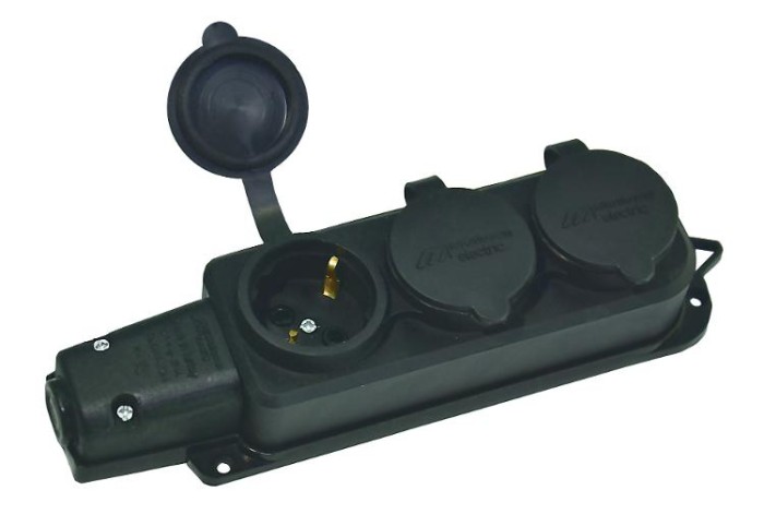 Колодка 3 гнізда з/з, 16А, каучук, (IP44), Mutlusan (010 083 500293).