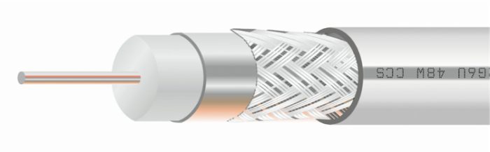 Кабель MARSO коаксіальний TV RG6U, CCS, 48W, 75 Ом, білий