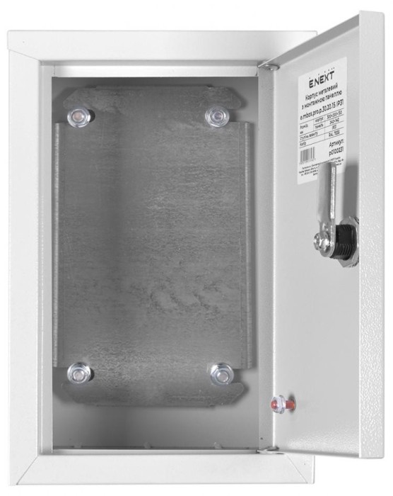 Корпус металевий e.mbox.pro.p.40.30.20 IP31 з монтажною панеллю (400х300х200) E.NEXT