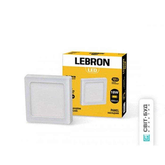 купить купить LED светильник L-PSS-1841 18W накладной 220*220*36mm 4100K 1260Lm 120° Lebron (Леброн)  