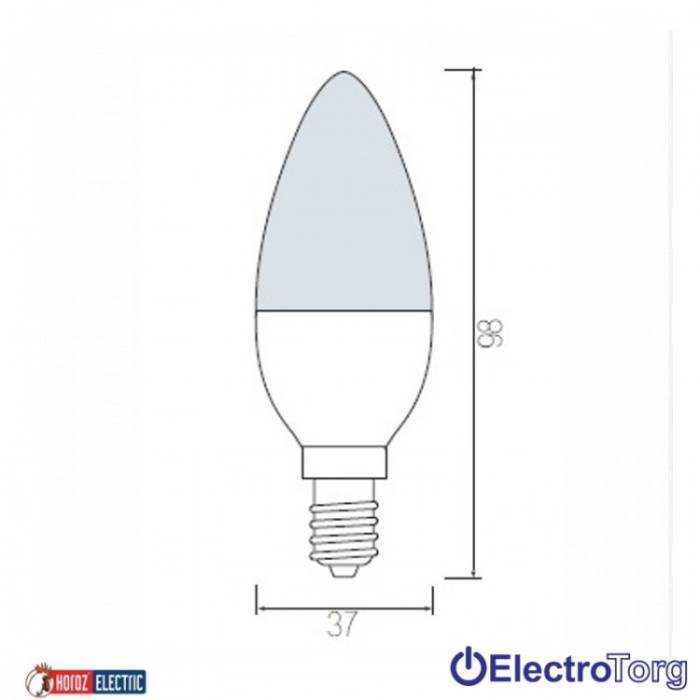 купить купить Лампа светодиодная  SMD LED 3,5W свеча Е14 6400K Horoz Electric                                