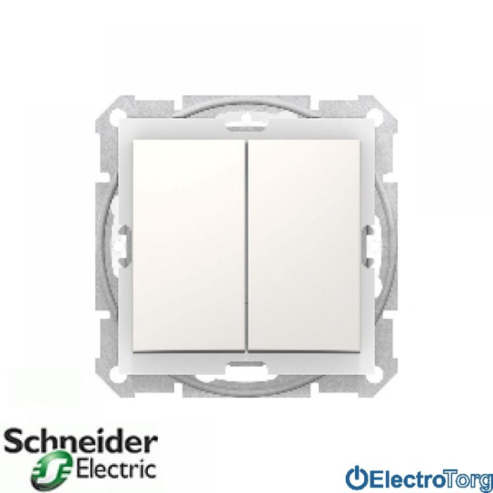 Выключатель 2-клавишный 10AX IP44 модуль слоновая кость Sedna Schneider Electric (Шнайдер Электрик)
