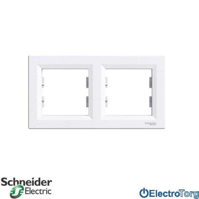 Рамка 2-постовая горизонтальная белая Asfora Schneider Electric (Шнайдер Электрик)