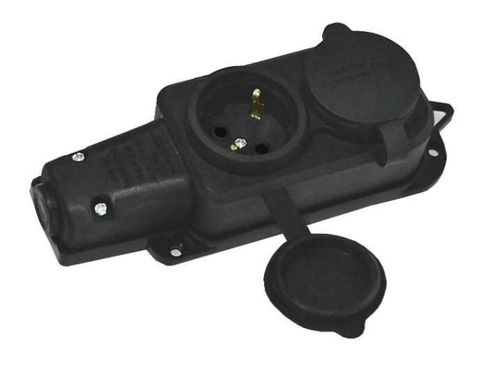 Колодка 2 гнізда з/з, 16А, каучук, (IP44), Mutlusan (010 083 500292).