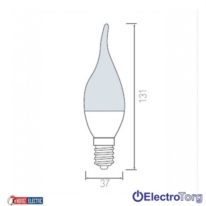 купить купить Лампа светодиодная  SMD LED 3,5W свеча на ветру Е14 6400K Horoz Electric                                