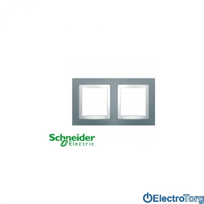 Рамка двойная, серая &amp;quot;Техно&amp;quot;/белая Schneider Unica Basic