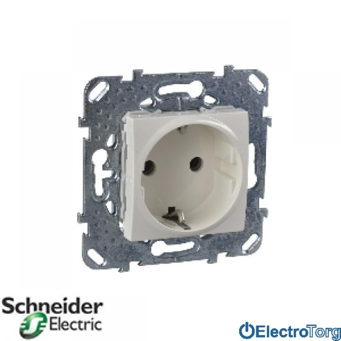 Розетка с заземлением 16А бежевая Unica Schneider