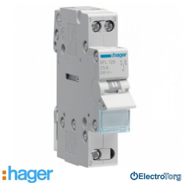 купить купить Переключатель I-II 1 полюс 25А 230W с общим выводом снизу SFL125 Hager  