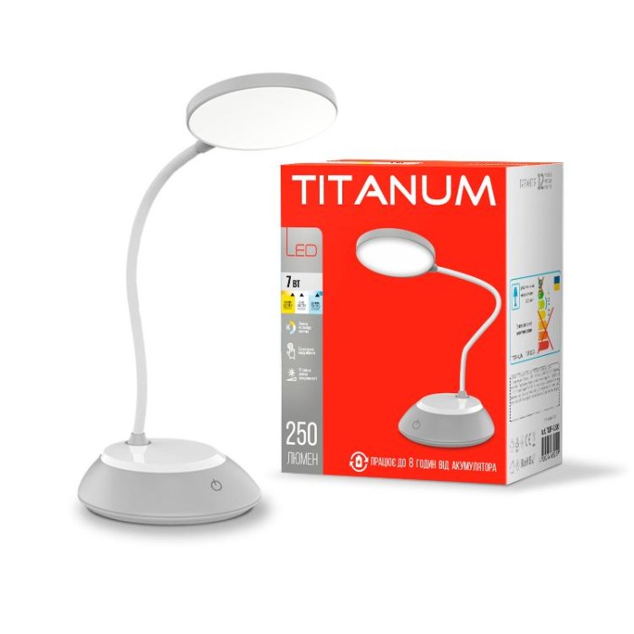 купить купить LED лампа настiльна з акумулятором TITANUM TLTF-022G 7W 3000-6500K USB сіра  