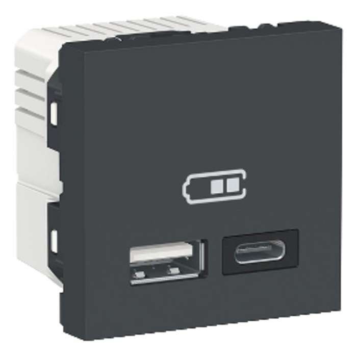 купить купить Двойная USB розетка A+C антрацит Unica New Schneider Electric (Шнайдер Электрик)  