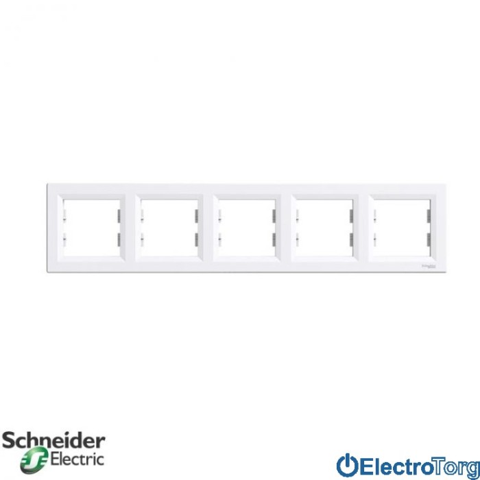 Рамка 5-постовая горизонтальная белая Asfora Schneider Electric (Шнайдер Электрик)
