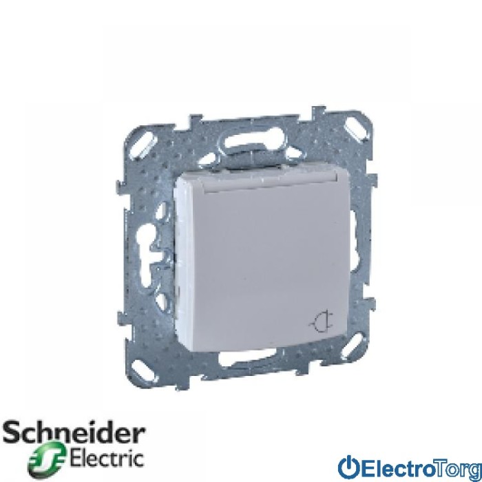 Розетка с заземлением с защитной крышкой со шторками 16А белая с монт. рамкой Unica Schneider