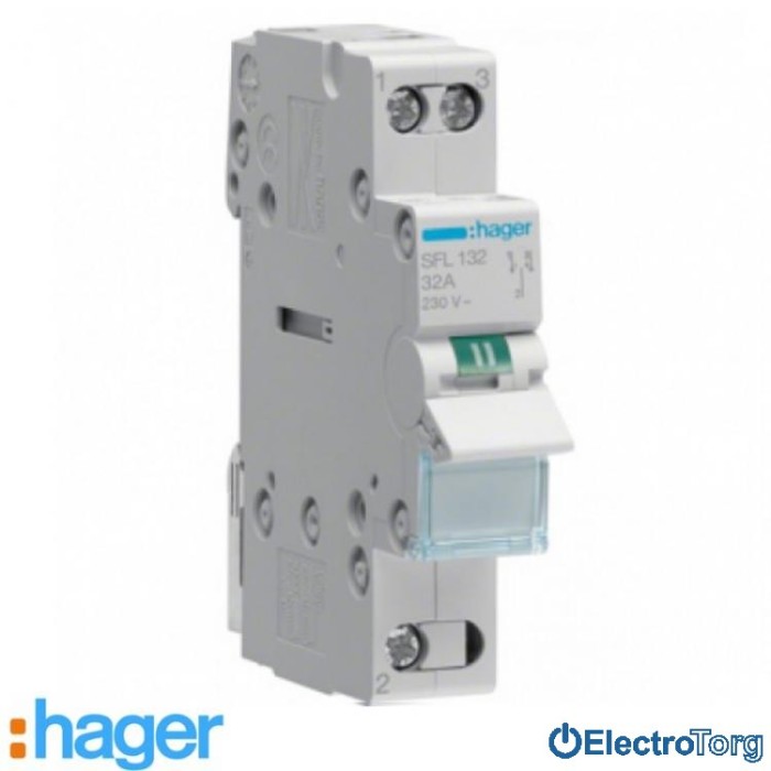 купить купить Переключатель I-II 1 полюс 32А 230W с общим выводом снизу SFL132 Hager  