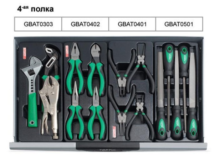 Тележка с набором инструментов для СТО TOPTUL (Pro-Line) 7 секций 229 ед. GCAJ0014