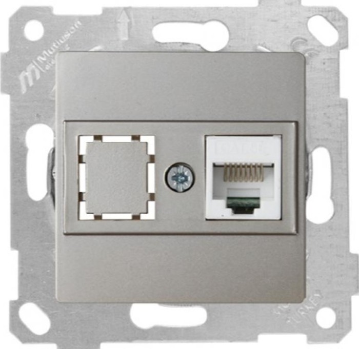 купить купить Розетка компьютерная одноместная 10А 1*RJ45 Cat5e RITA MUTLUSAN титановый  