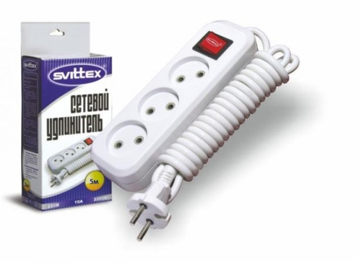 купить купить Удлинитель 5м &quot;SVITTEX&quot; 2200Вт 220В 10А (выключатель)  