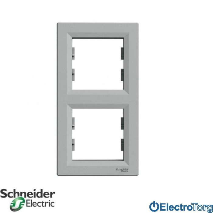 Рамка 2-постовая вертикальная алюминий Asfora Schneider Electric (Шнайдер Электрик)
